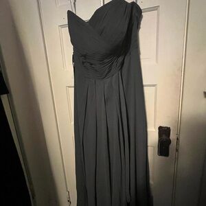 Azazie Chiffon Grey strapless dress size 18
